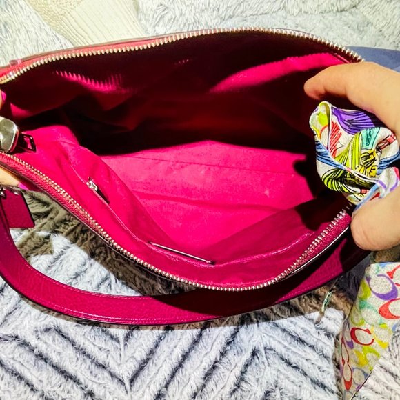 EUC - COACH MARLON HOBO IN SILVER & DARK FUCHSIA (F79995) - Picture 11 of 12